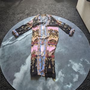 Free People Patterned Long Sleeve Duster